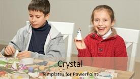  Presentation with new-year - Presentation design enhanced with childrens making decorations for new background and a  colored foreground