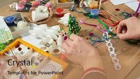  Presentation with childrens - Slides featuring childrens making decorations for new background and a  colored foreground