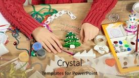  Presentation with new year - Cool new presentation theme with childrens making decorations for new backdrop and a  colored foreground