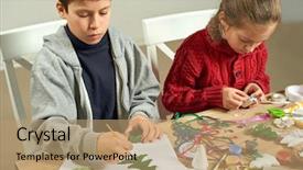  Presentation with childrens - Theme consisting of childrens making decorations for new background and a  colored foreground