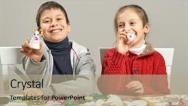  Presentation with new-year - Theme having childrens making decorations for new background and a  colored foreground