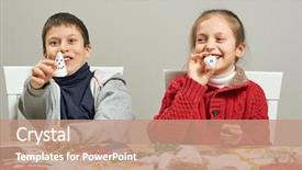  Presentation with new year - Amazing PPT layouts having childrens making decorations for new backdrop and a  colored foreground