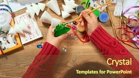  Presentation with childrens - Amazing PPT layouts having childrens making decorations for new backdrop and a  colored foreground