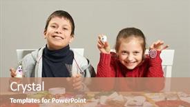 Presentation with childrens - PPT layouts with childrens making decorations for new background and a  colored foreground
