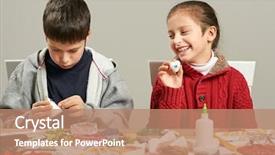  Presentation with new year - PPT theme consisting of childrens making decorations for new background and a  colored foreground