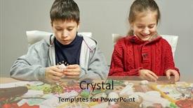 Presentation with new year - Audience pleasing PPT layouts consisting of childrens making decorations for new backdrop and a  colored foreground
