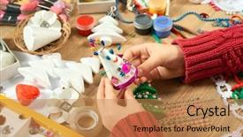  Presentation with new year - Slide deck with childrens making decorations for new background and a  colored foreground