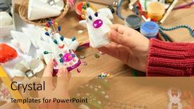  Presentation with new year - Colorful slide set enhanced with childrens making decorations for new backdrop and a  colored foreground