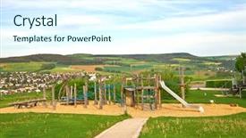  Presentation with play area - Theme featuring children's play area outside background and a cool aqua colored foreground