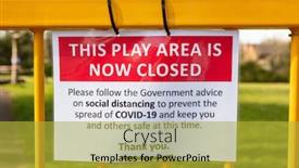  Presentation with play area - Slide deck with childrens-play-area-playground-closed background and a yellow colored foreground