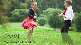  Presentation with couple dance - Colorful PPT layouts enhanced with childrens-retro-dance-couple backdrop and a yellow colored foreground