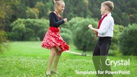  Presentation with couple dance - Slide deck with childrens-retro-dance-couple background and a seafoam green colored foreground