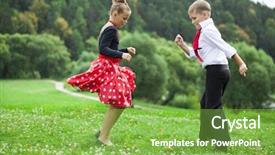  Presentation with couple dance - PPT theme featuring childrens-retro-dance-couple background and a seafoam green colored foreground