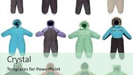  Presentation with childrens - Slide set consisting of kids apparel retail - childrens snowsuit fall and winter background and a soft green colored foreground