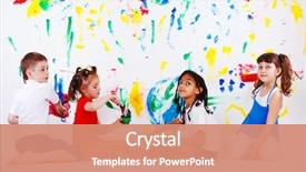  Presentation with children painting - Cool new slides with children's team painting backdrop and a coral colored foreground
