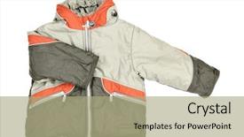  Presentation with children - Cool new presentation theme with children's wear - winter jacket backdrop and a  colored foreground