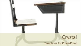  Presentation with school desk - Presentation theme consisting of child's antique school background and a soft green colored foreground