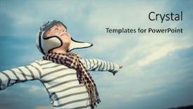  Presentation with dream sky - Colorful PPT layouts enhanced with childs dream - boy in helmet backdrop and a light blue colored foreground