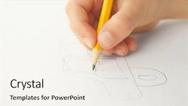  Presentation with childrens drawing - Amazing presentation theme having child's hand drawing picture backdrop and a sky blue colored foreground