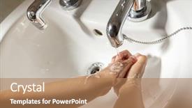  Presentation with childs - Presentation design featuring childs hands being washed background and a coral colored foreground
