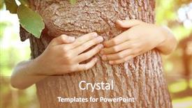  Presentation with child tree - Slide set featuring child's hands hugging background and a coral colored foreground