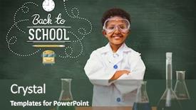  Presentation with green chalkboard - Slide deck with childs imagination - cute pupil dressed up background and a dark gray colored foreground