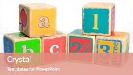  Presentation with childs - PPT theme with childs toy blocks for education background and a coral colored foreground