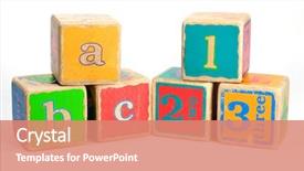  Presentation with childs - Amazing PPT theme having childs toy blocks for education backdrop and a coral colored foreground