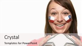  Presentation with chilean - Audience pleasing PPT theme consisting of chilean flag painted on face backdrop and a sky blue colored foreground