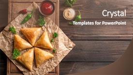  Presentation with chili - Theme having chili - wooden board with delicious samosas background and a violet colored foreground