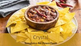  Presentation with food tortilla - Cool new slide set with chili-con-carne-and-tortilla backdrop and a gold colored foreground