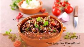  Presentation with beef - Colorful PPT layouts enhanced with chili-con-carne-bean-beef backdrop and a red colored foreground