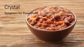  Presentation with chili plants - PPT theme consisting of chili con carne in bowl background and a coral colored foreground