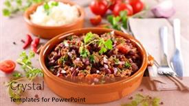  Presentation with chili - Beautiful slide deck featuring chili-con-carne-minced-beef backdrop and a red colored foreground