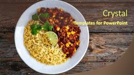  Presentation with chili - Slide deck with chili-con-carne-with-rice and a tawny brown colored foreground