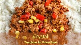  Presentation with chili - Slides featuring chili con carne with rice close up background and a tawny brown colored foreground
