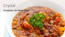  Presentation with mexican chili - Presentation featuring chili corn carne - traditional mexican food isolated on white background and a lemonade colored foreground