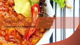  Presentation with mexican chili - Cool new PPT layouts with chili corn carne - traditional mexican food isolated on white backdrop and a red colored foreground