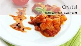  Presentation with mexican chili - Amazing theme having chili corn carne - traditional mexican food isolated on white backdrop and a lemonade colored foreground