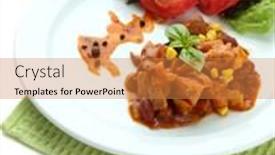  Presentation with mexican chili - PPT theme having chili corn carne - traditional mexican food isolated on white background and a gold colored foreground