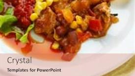  Presentation with mexican food - Amazing presentation theme having chili corn carne - traditional mexican food on white plate on napkin isolated on white backdrop and a coral colored foreground