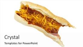  Presentation with white cheese - PPT theme enhanced with chili dog chili cheese hotdog background and a white colored foreground