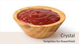  Presentation with classic homemade tomato sauce - Audience pleasing presentation design consisting of chili pepper - bowl of tomato sauce backdrop and a coral colored foreground