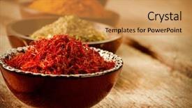  Presentation with saffron - PPT layouts enhanced with chili pepper - spices curry saffron turmeric spice background and a gold colored foreground