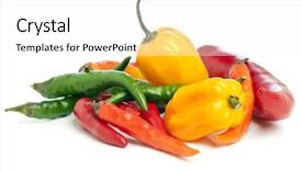  Presentation with red yellow green blue jigsaw - Cool new PPT theme with chili peppers and yellow habanero backdrop and a white colored foreground