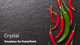  Presentation with peppers - Slide set with chili-peppers-on-black-stone background and a dark gray colored foreground