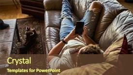  Presentation with smart home - Audience pleasing slides consisting of chill - bearded guy relaxing on couch backdrop and a  colored foreground