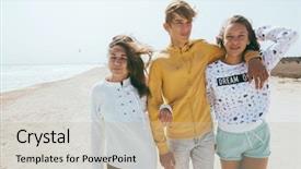  Presentation with hipster girl playing tetris game - PPT theme enhanced with chill - group of teenage friends having background and a mint green colored foreground