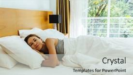  Presentation with matress - Beautiful slide deck featuring chill - woman sleeping on bed backdrop and a light gray colored foreground