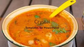  Presentation with soup - Slide deck consisting of chill-spicy-tom-yum-soup background and a gold colored foreground